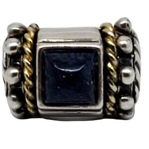 Flli Menegatti Sterling Silver and Gold Tone Lapis Lazuli Ring Size 6 #23607